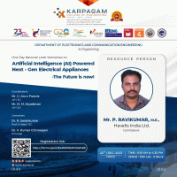 One Day National Level Workshop on “Artificial Intelligence (AI) powered Next - Gen Electrical Appliances - The Future is now !!! “ Workshop Poster